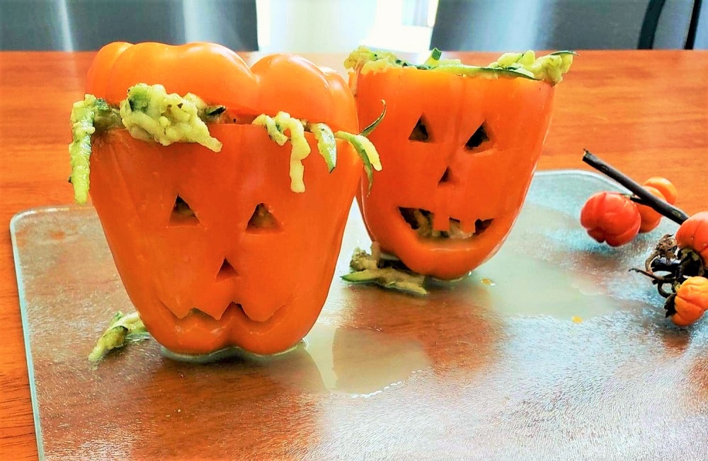 halloween pasta stuffed peppers
