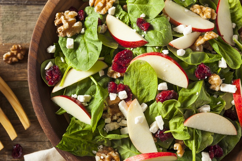 Fall Spinach Salad with Apple Vinaigrette
