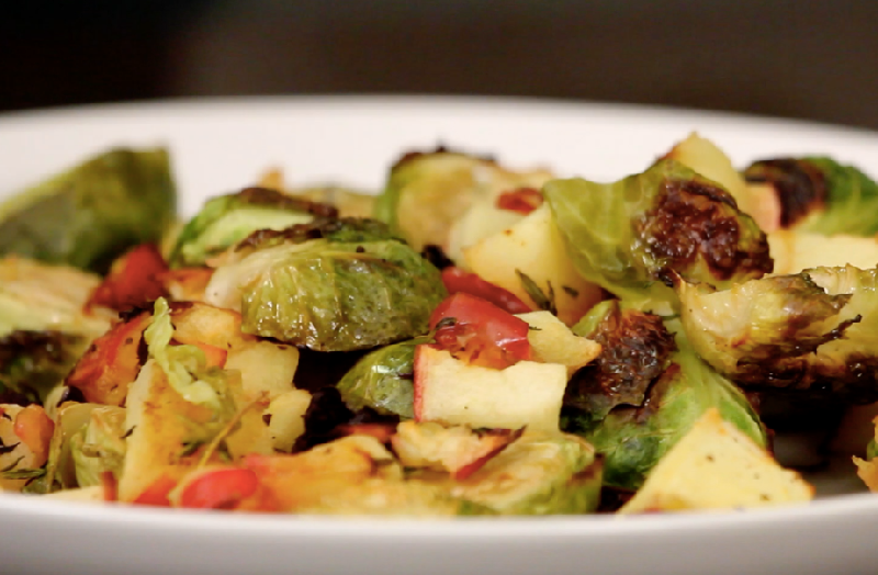 Savory Brussels Sprouts with Apple