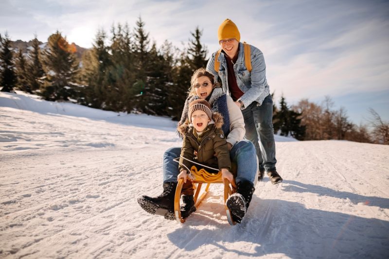 family sledding