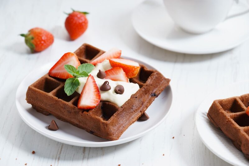 chocolate strawberry valentine waffles
