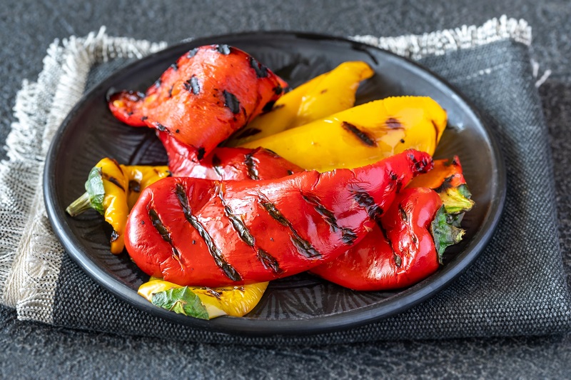 grilled colorful peppers