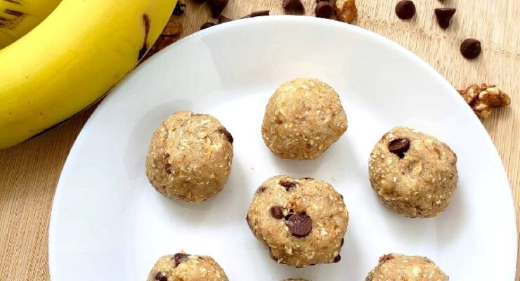 Chunky Monkey Cookie Dough Balls with bananas, chocolate chips and walnuts