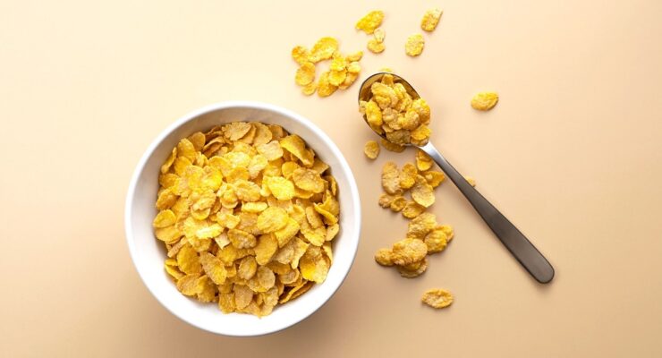 corn flakes in a bowl