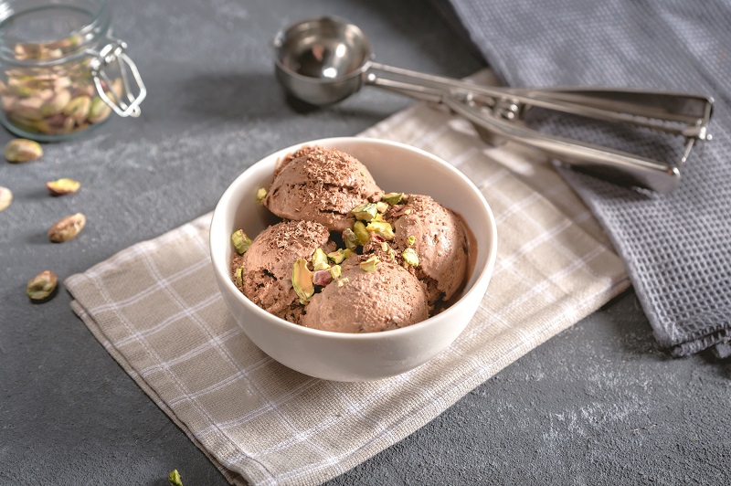 Chocolate Cottage Cheese Ice Cream with Pistachios