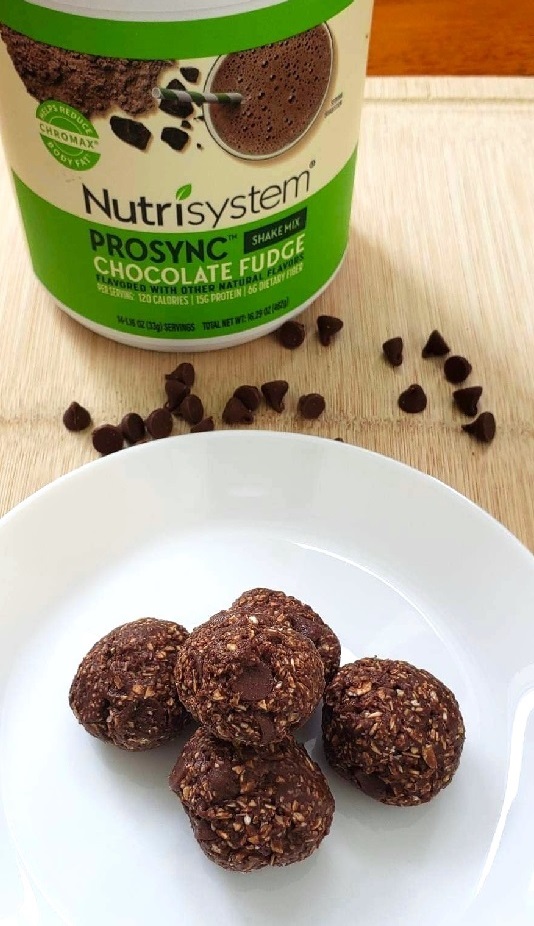 Double Chocolate Cookie Dough Balls made with Chocolate Nutrisystem Shake Mix