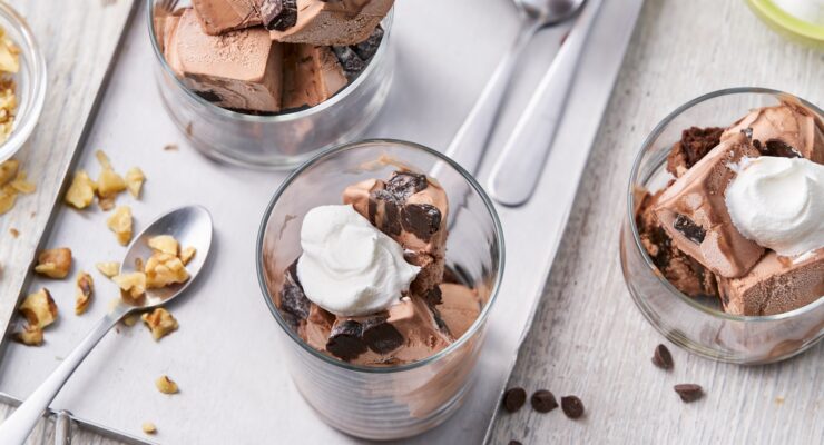Nutrisystem Chocolate Brownie Sundaes topped with whipped cream