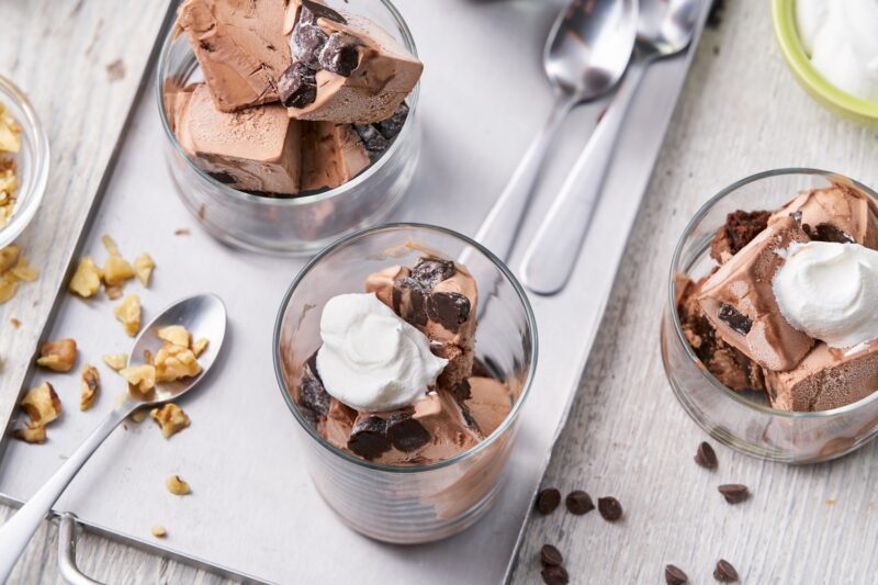 Nutrisystem Chocolate Brownie Sundaes topped with whipped cream