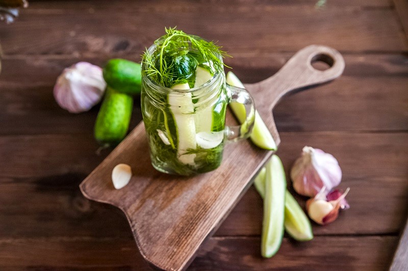 homemade garlic dill pickles in a jar