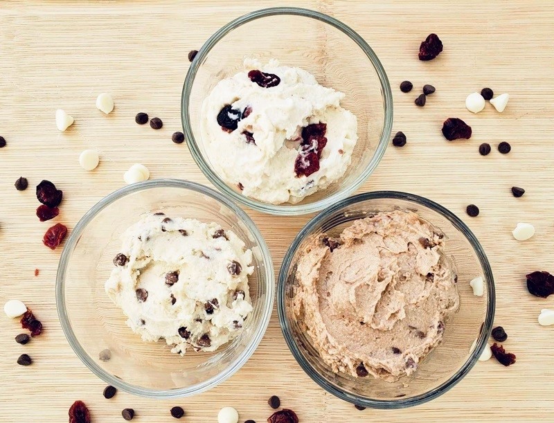 three different types of cottage cheese cookie dough