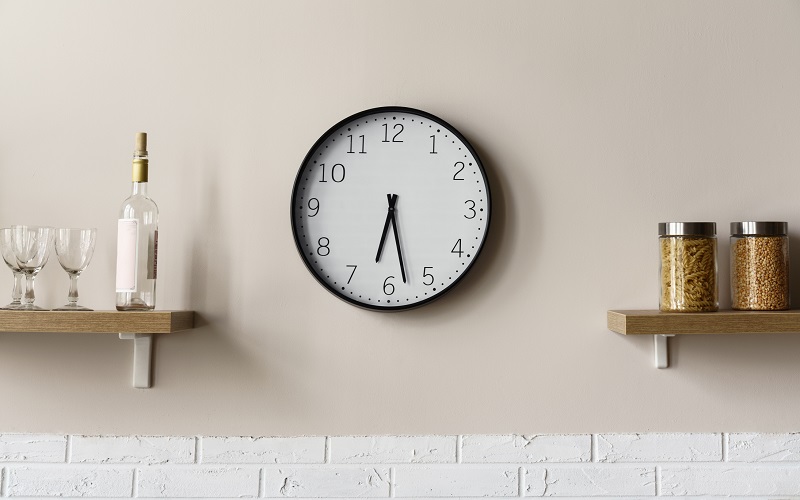 clock on the wall in a kitchen