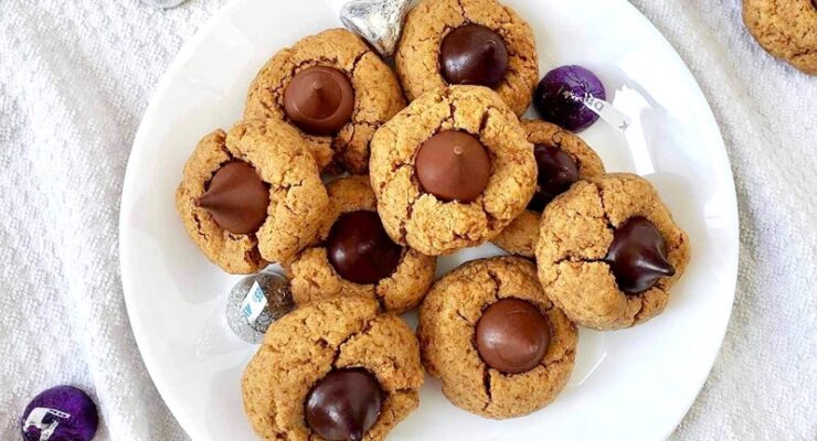 Peanut Butter Blossoms made with dark and milk chocolate