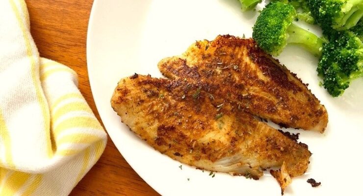 blackened flounder fillet with broccoli
