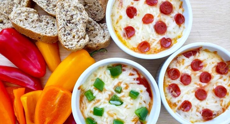 Cottage Cheese Pizza Bowls with various toppings and dippers