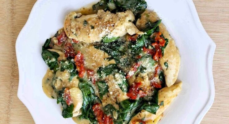 creamy Tuscan chicken with spinach and sun-dried tomatoes