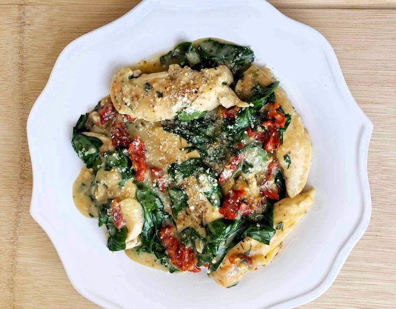 creamy Tuscan chicken with spinach and sun-dried tomatoes