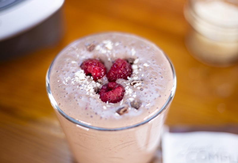 Raspberry Almond Chocolate Smoothie