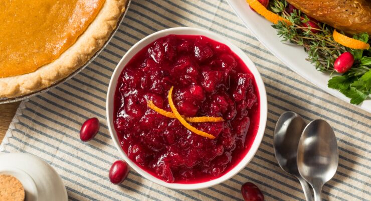 Homemade Healthy Holiday Cranberry Sauce in a Bowl