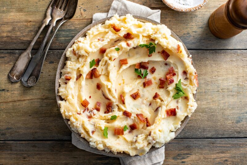 carbonara mashed potatoes with bacon are one of the best Christmas side dishes