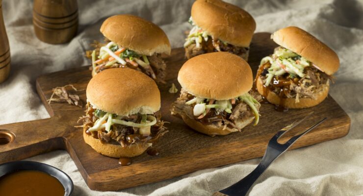 pulled pork or shredded chicken sliders