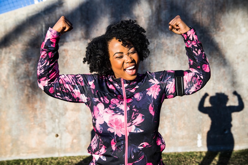 happy woman after an exercise training session