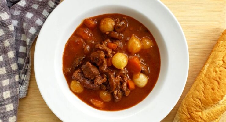 Beef Bourguignon in a bowl