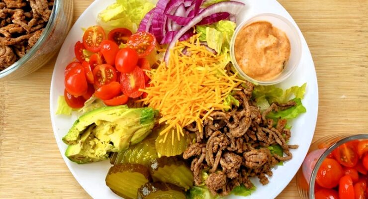 Burger Salad Bowl with burger sauce