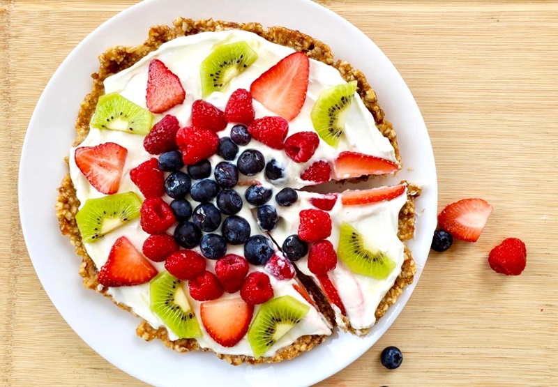 No-Bake Greek Yogurt Fruit Tart with fresh berries