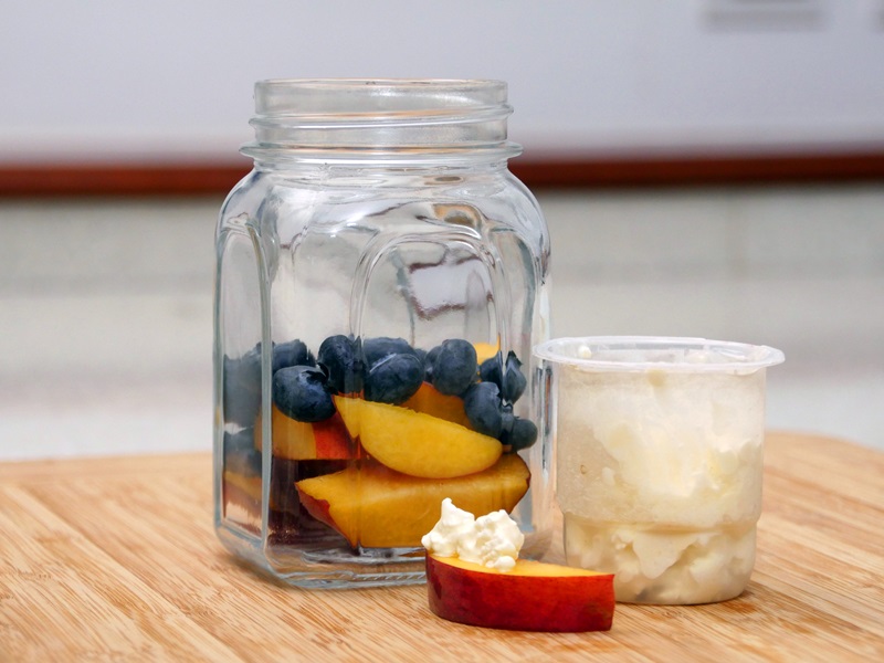 Cottage Cheese and Fruit Mason Jars